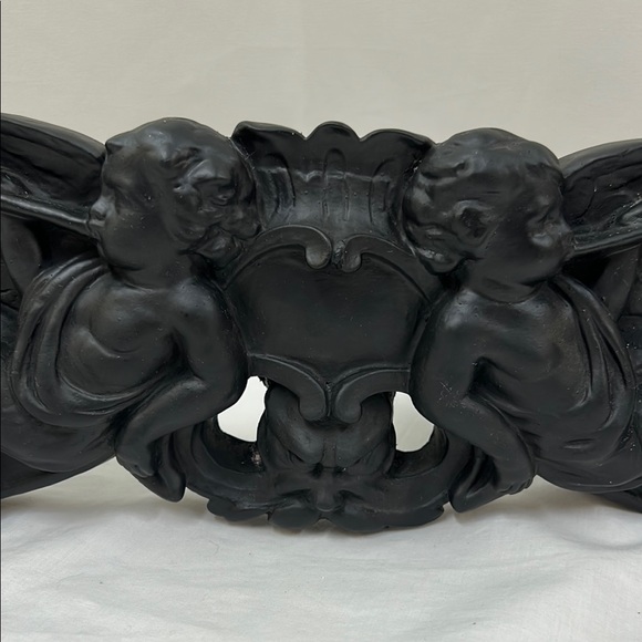 Vintage Plaster Black Decorative Cherubs Angels with Gargoyle Wall Hanging - Picture 5 of 13